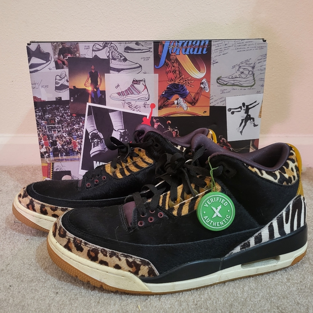 Air Jordan 3 Retro SE Animal Instict Sneakers In size 10.5 with Stock X tag